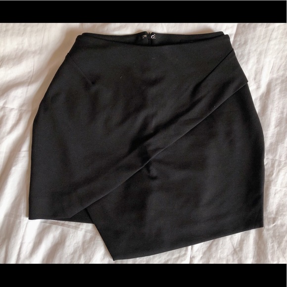 Topshop Asymmetrical Wrap Mini Skirt in Black - Picture 2 of 4
